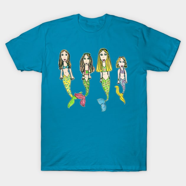 Tane's Drawing of My Girls as Mermaids T-Shirt by micklyn